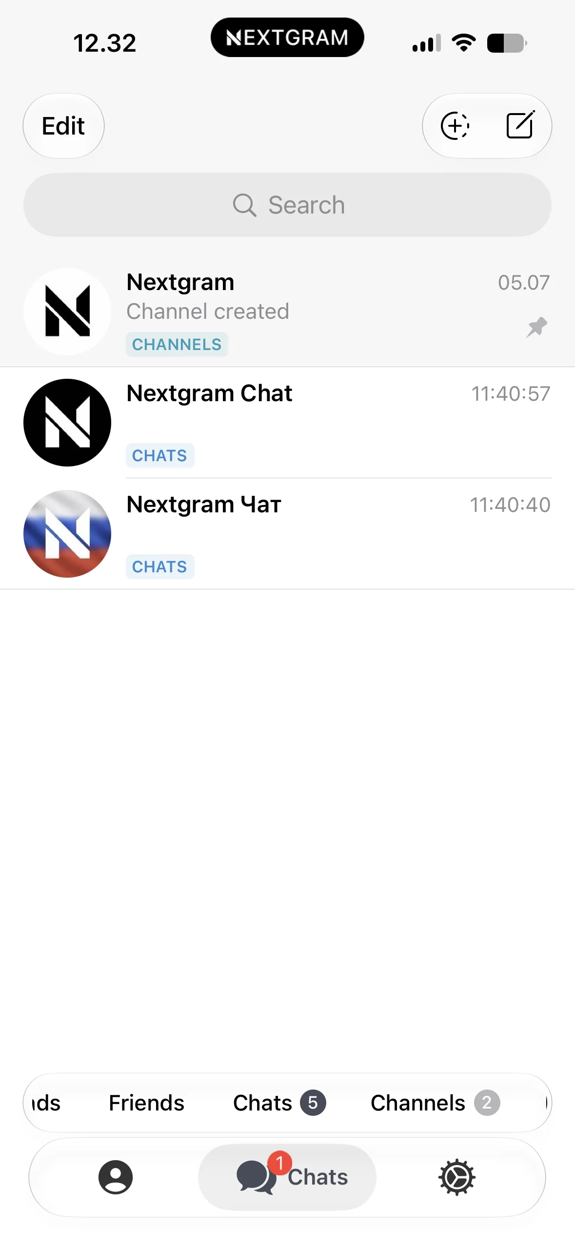Nextgram chat list